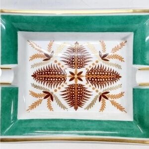 Hermes Elegant Green and Gold Decorative Tray